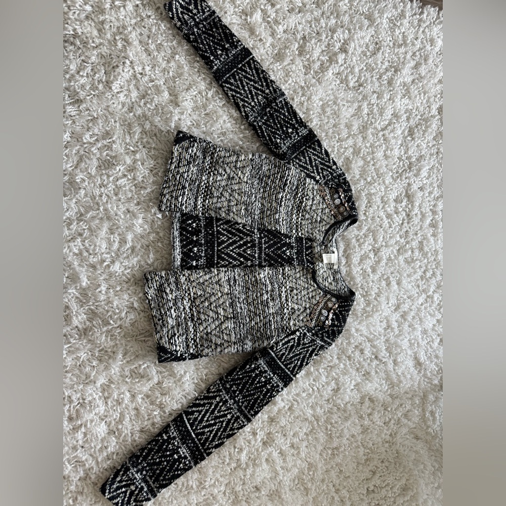 H&M Black and White knit jacket with beading detail